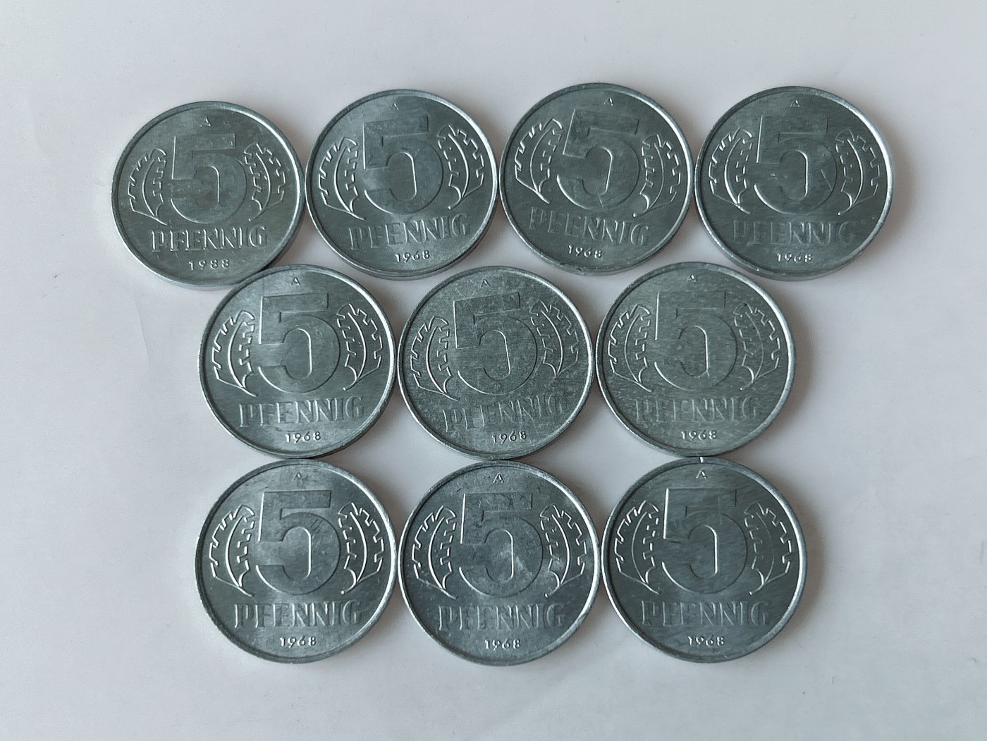 第一海外回流一元起拍收藏 散币专场 第78期 民主德国5芬尼铝币 10枚