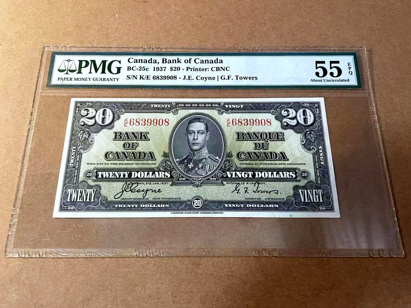 【Blue Auction】✨世界纸币精拍第461期【精】 【无47】加拿大 1937年20元 英王乔六 PMG55EPQ 原票 丰收女神