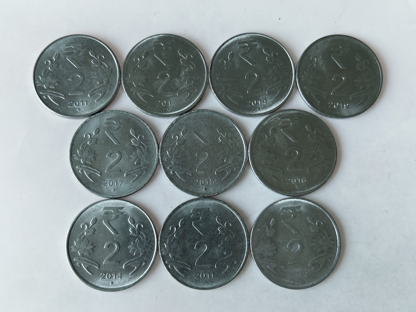 第一海外回流一元起拍收藏 散币专场 第78期 印度2卢比不锈钢币 10枚