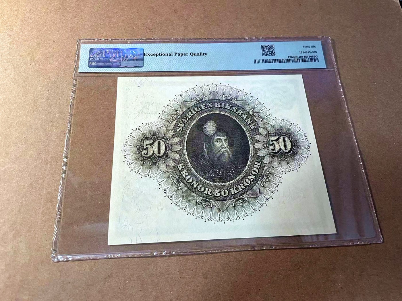【Blue Auction】✨世界纸币精拍第461期【精】 【无47】瑞典 1960年50克朗 PMG66EPQ 大方块