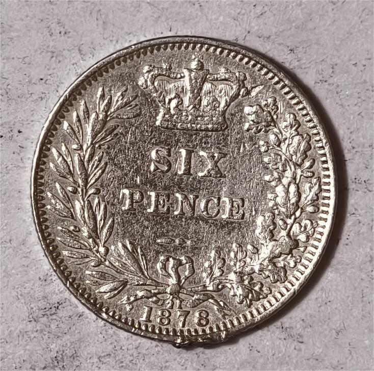 紫瑗钱币——第336期拍卖 英国 1878年 维多利亚女王 6便士 3.01克 0.925银