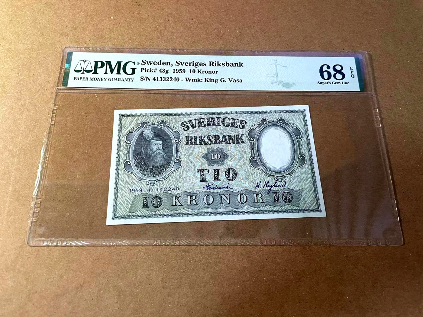 【Blue Auction】✨世界纸币精拍第461期【精】 瑞典 1959年10克朗  PMG68EPQ 超高分