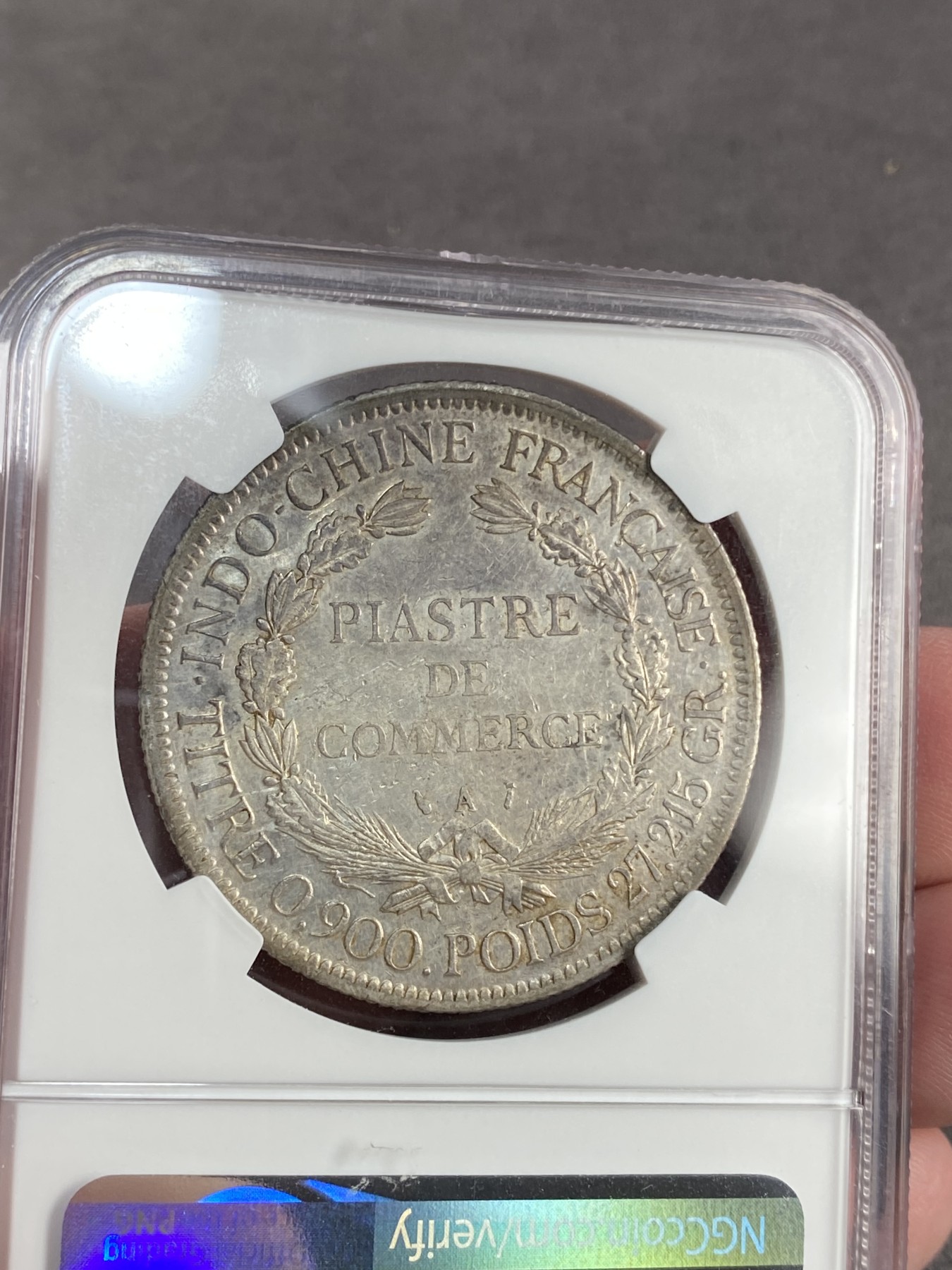 万国钱币拍卖第023期（金辉银韵之夜） NGC AUD 1888年法属印支1皮阿斯特坐洋大银币 非常难得的年份 状态也很赞