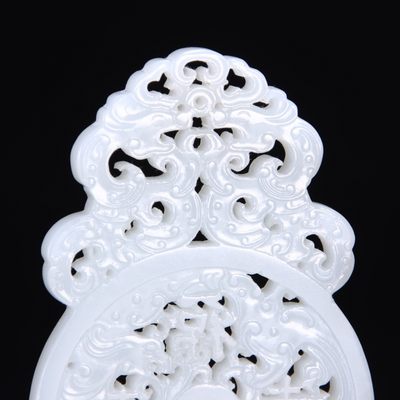 和田玉雕福禄寿玉佩一对 和田玉雕福禄寿玉佩一对