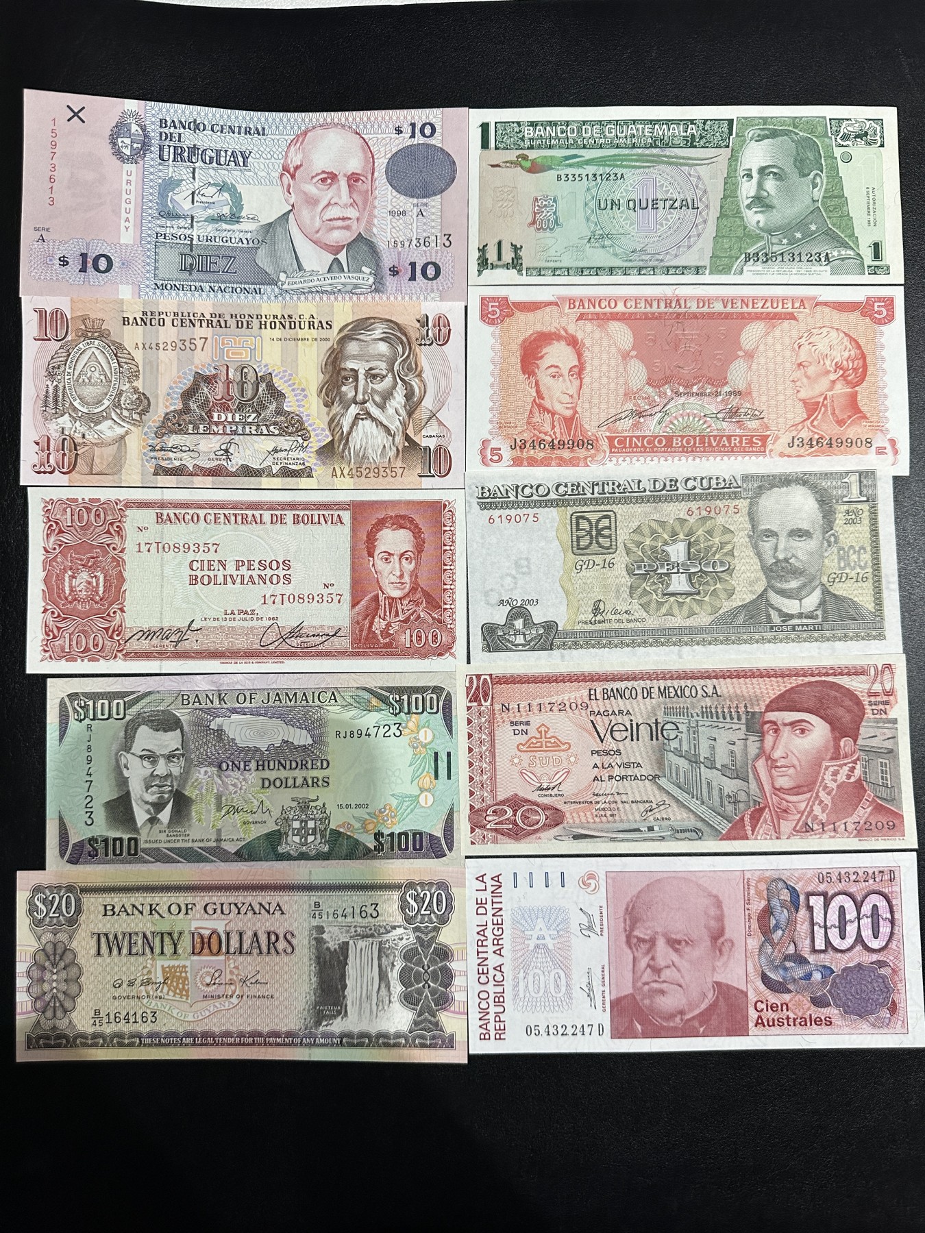 《外钞收藏家》第三百五十六期（美洲纸币专场） 美洲纸币一国一枚，10枚不同 全新 个别有黄潮癍