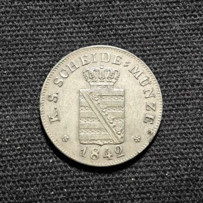 【德藏】世界币章拍卖第76期 (全场顺丰包邮) - 1842年 德国萨克森2格罗申银币
