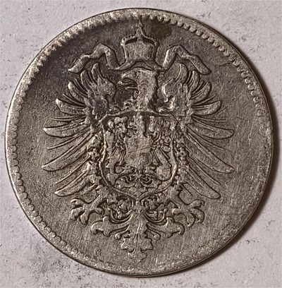紫瑗钱币——第576期 - 德国 1878年 G版 第二帝国 短翅 1马克 5.5克 0.9银