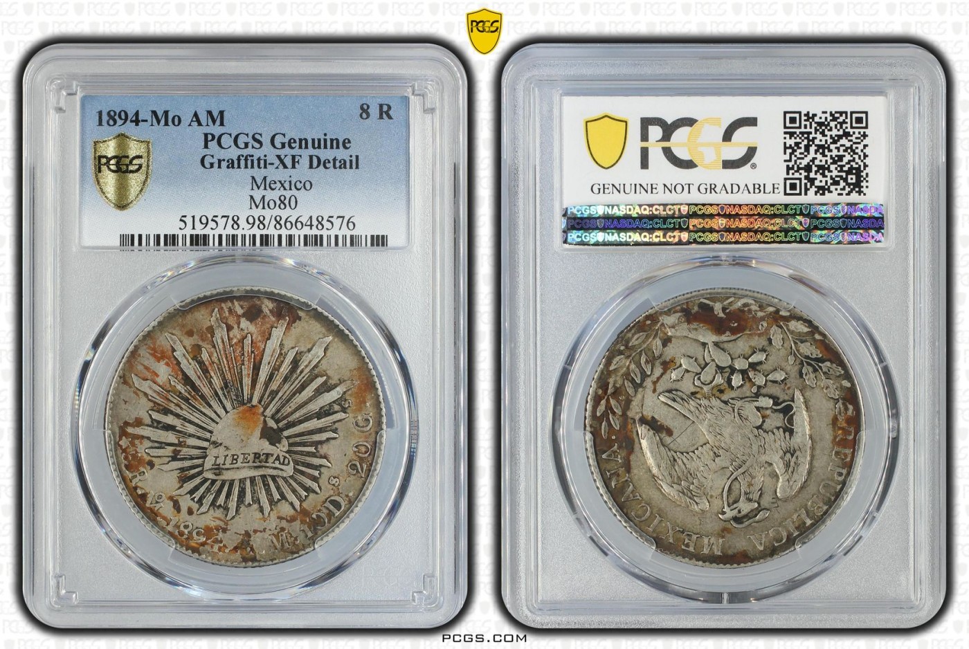收藏联盟Quantum Auction 第337期拍卖  墨西哥1894年1比索鹰洋 PCGS XF DETAIL
