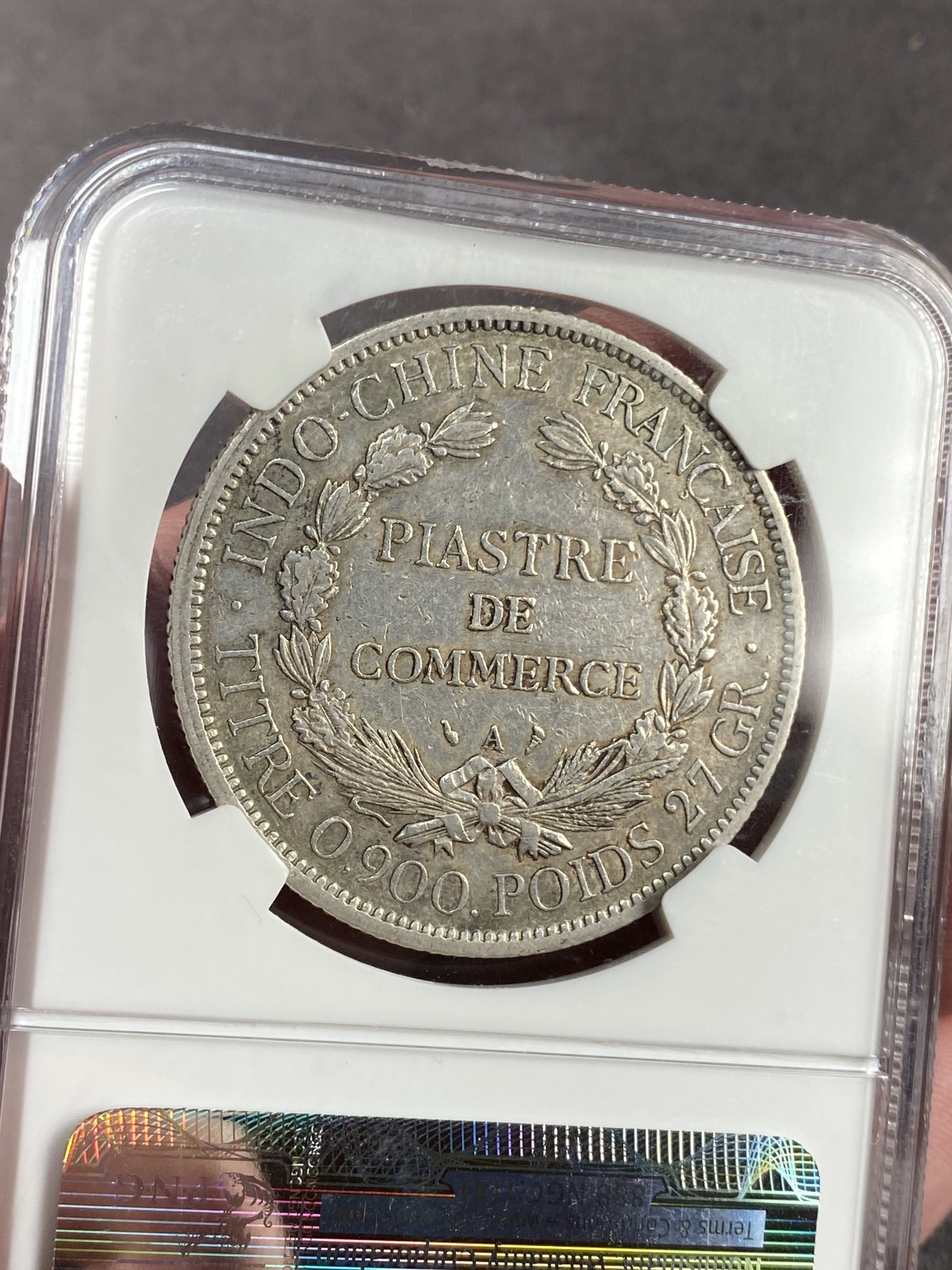 万国钱币拍卖第023期（金辉银韵之夜） NGC VF35 1898年法属印支1皮阿斯特大银币 早期不错的年份