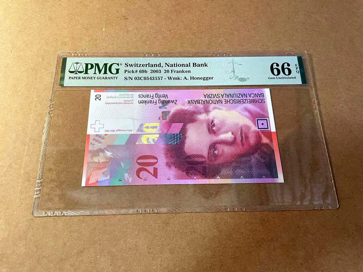 【Blue Auction】✨世界纸币精拍第461期【精】 【p69b】瑞士 2003年20法郎  PMG66EPQ 