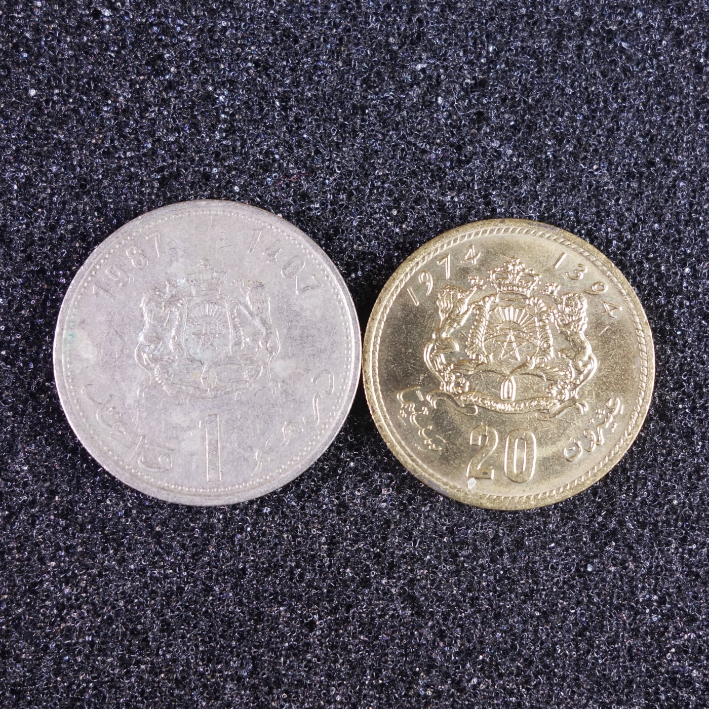 天业钱币散币、银币拍卖第34次专场 全场0元起拍0佣金，欢迎围观参拍 摩洛哥1974、87年1、20元一对