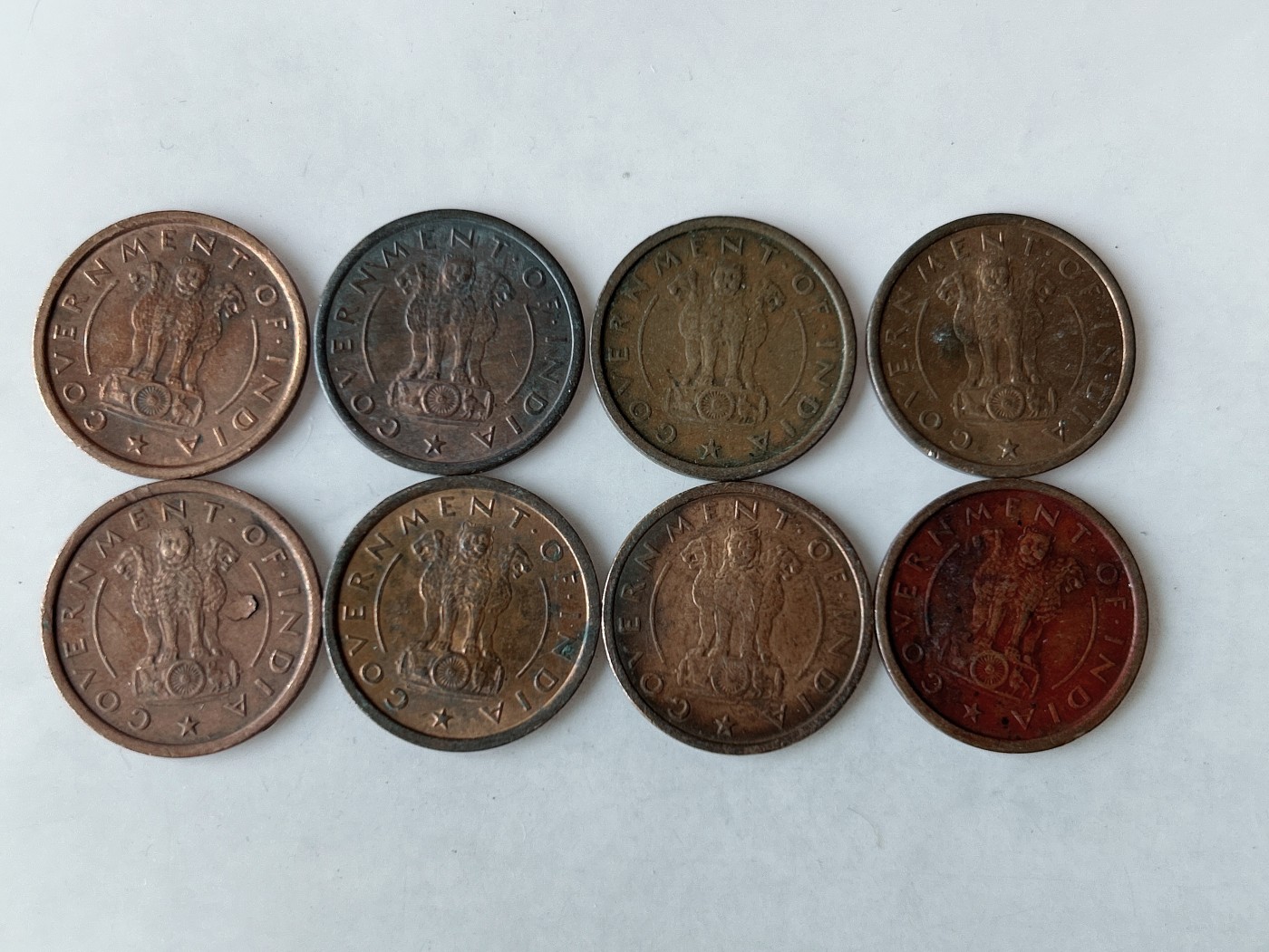 第一海外回流一元起拍收藏 散币专场 第78期 印度50年代1派沙铜币 8枚