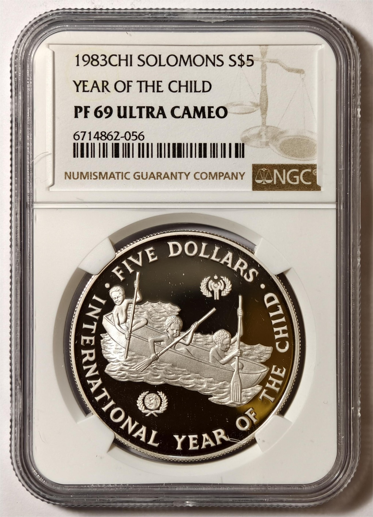 紫瑗钱币——第350期拍卖 所罗门群岛 1983年 国际儿童年 5元 银币 NGC PR69 UC