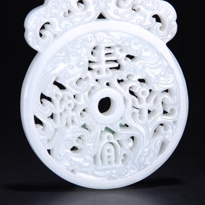 和田玉雕福禄寿玉佩一对 和田玉雕福禄寿玉佩一对