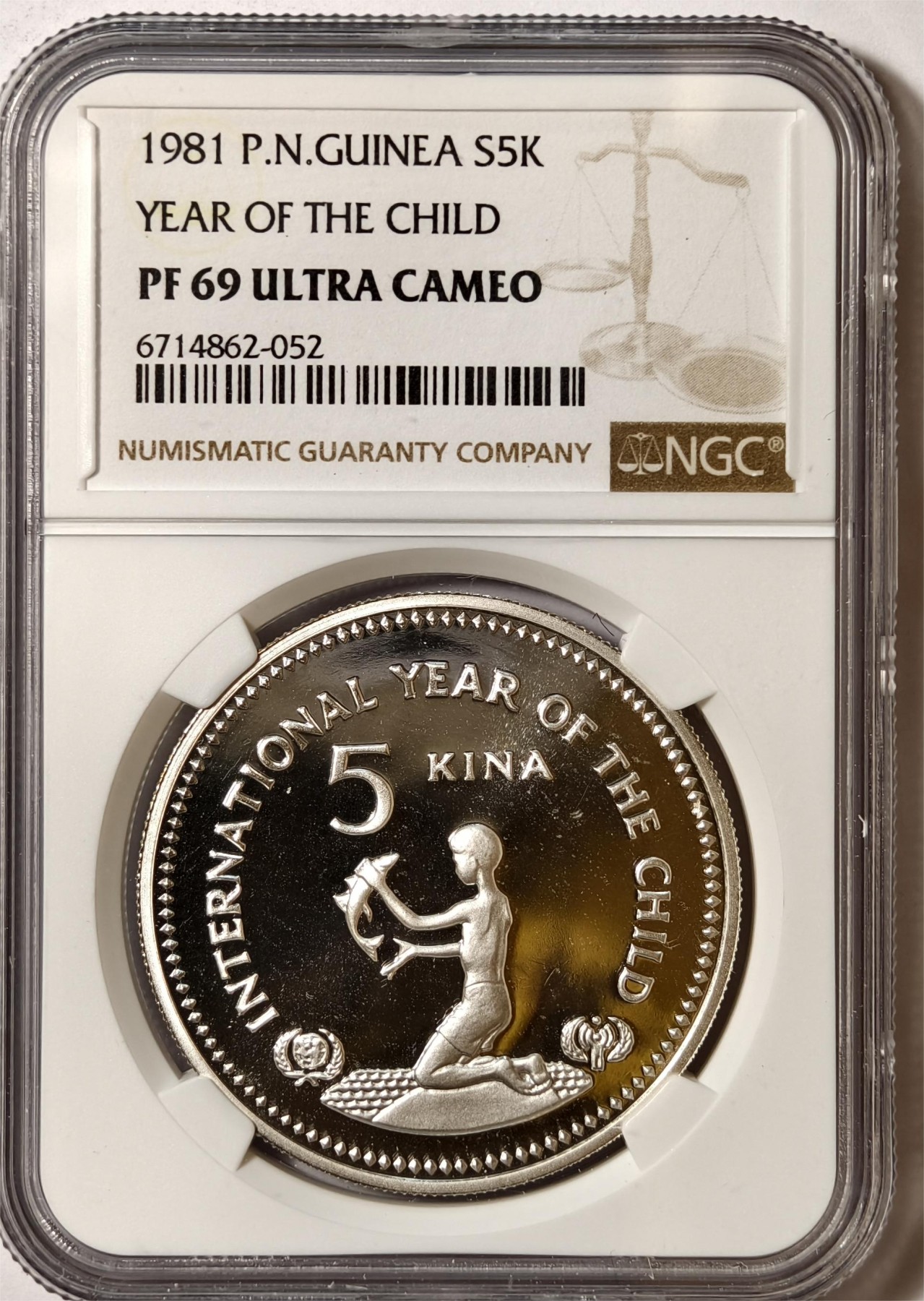 紫瑗钱币——第336期拍卖 巴布亚新几内亚 1981年 国际儿童年 5基娜 银币 NGC PR69 UC