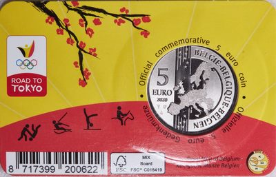 S&S Numismatic世界钱币-拍卖 第126期  比利时2020年 东京奥运会代表队 5欧元纪念币官方卡币