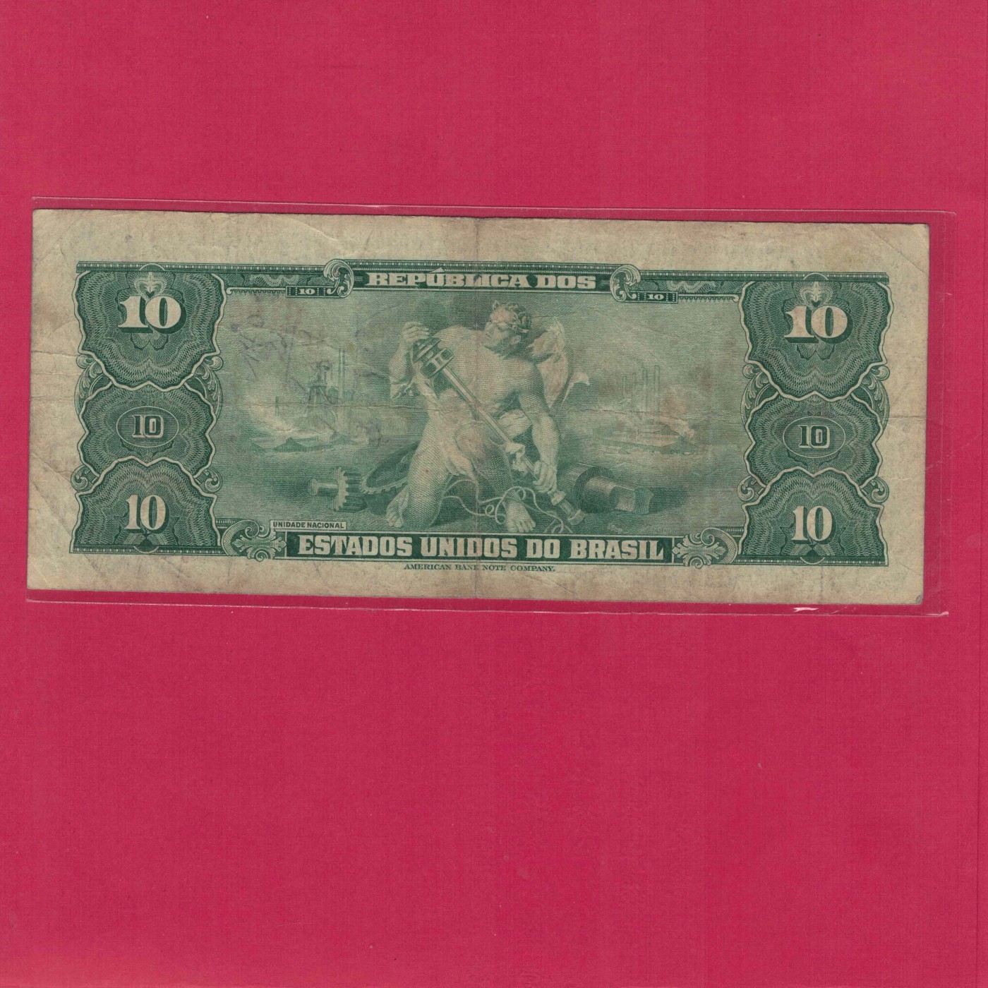 巴西1963年10克鲁塞罗 无47 P-167b 签名12 899序列 美洲纸币 实物图 八品
