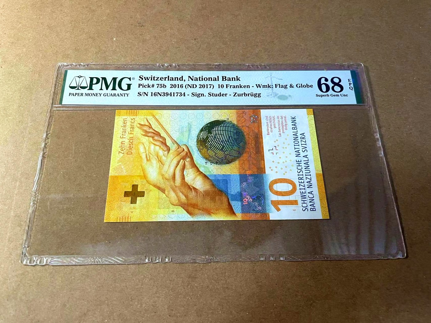 【Blue Auction】✨世界纸币精拍第461期【精】 【p75b】瑞士 2017年10法郎 PMG68EPQ 超高分