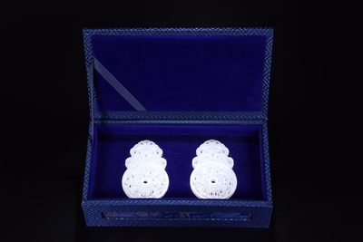 和田玉雕福禄寿玉佩一对 和田玉雕福禄寿玉佩一对