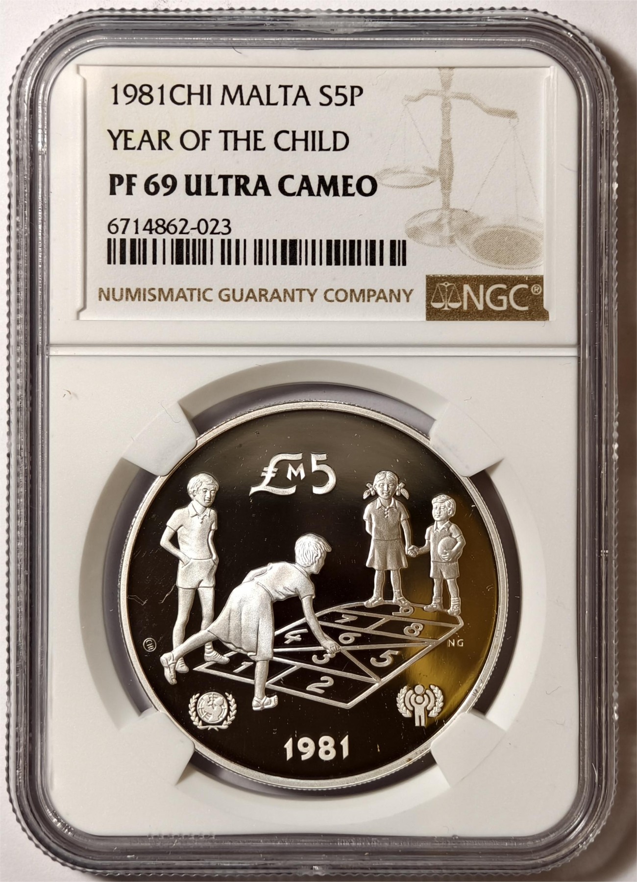 紫瑗钱币——第350期拍卖 马耳他 1981年 国际儿童年 5磅 银币 NGC PR69 UC
