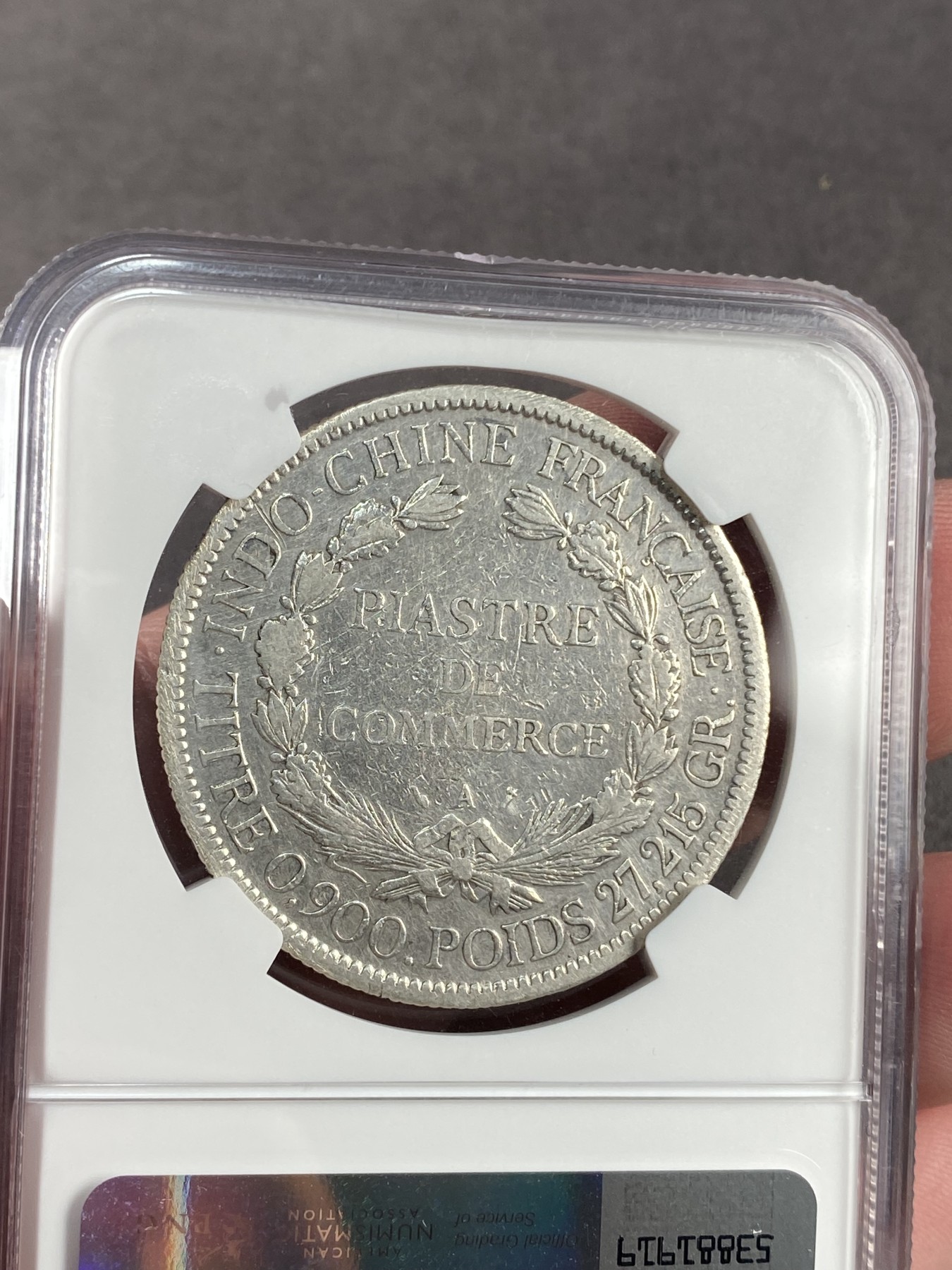 万国钱币拍卖第023期（金辉银韵之夜） NGC VFD 1889年法属印支1皮阿斯特坐洋大银币