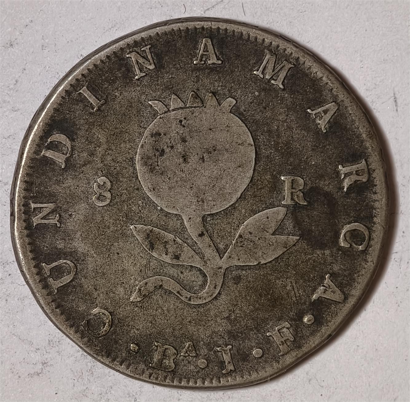 紫瑗钱币——第336期拍卖 哥伦比亚 1821年 BA JF 自由女神 8里亚尔 23克 0.666银 老包浆