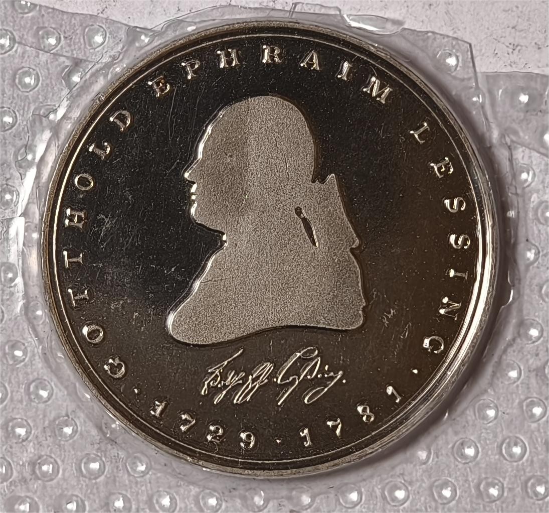 紫瑗钱币——第336期拍卖 联邦德国 1981年 J版 戈特霍尔德·埃法莲·莱辛 逝世200周年 5马克 镍币 精制 半原封