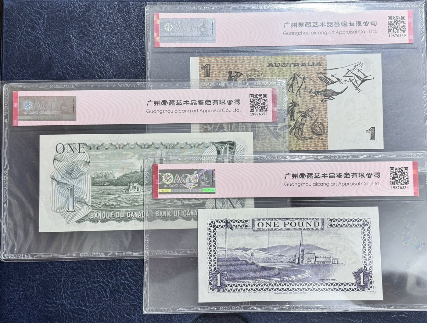 收藏联盟Quantum Auction 第337期拍卖  澳大利亚，加拿大1973-83年1元和马恩岛1973年1镑 ACG65-67