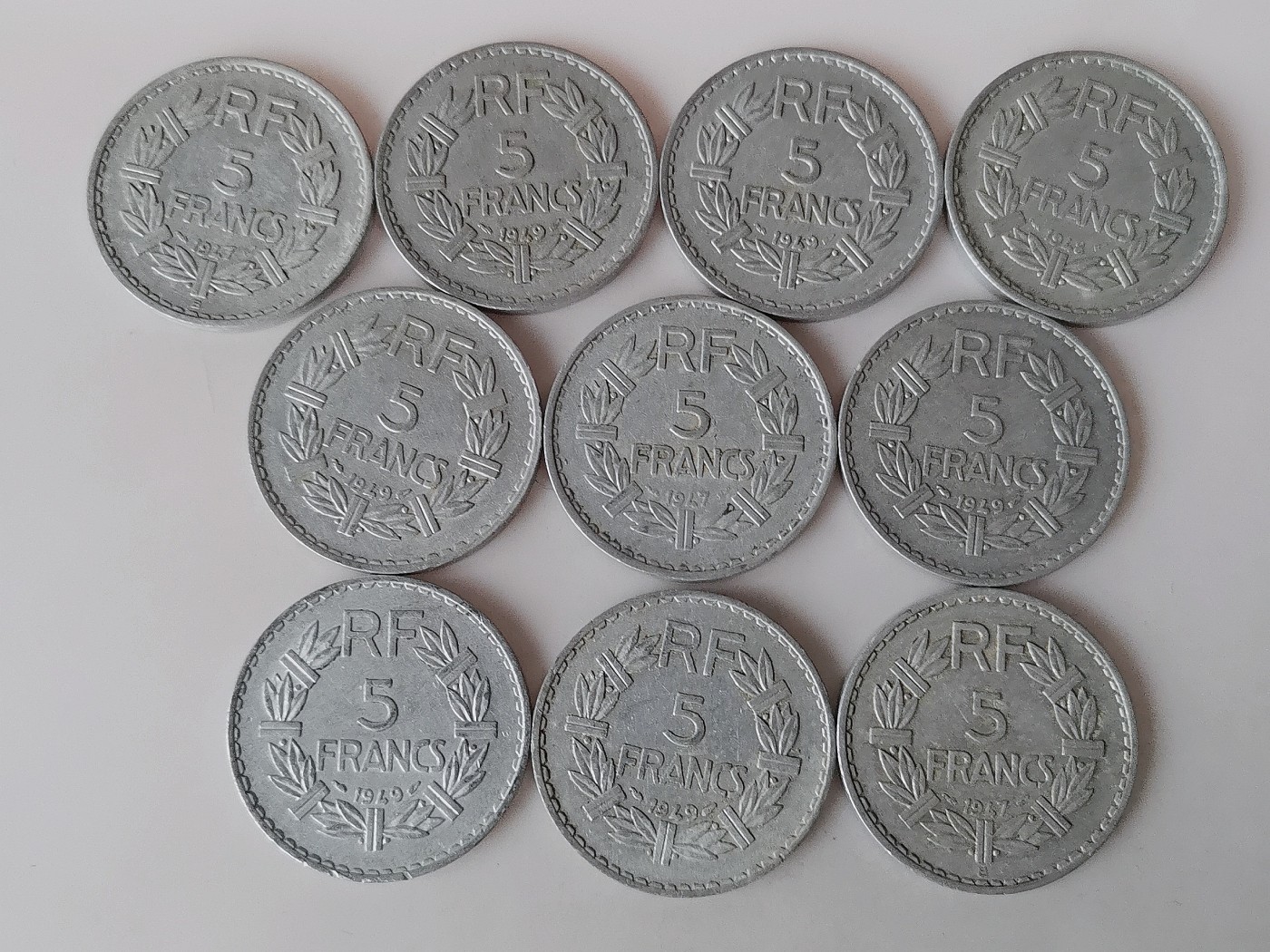 第一海外回流一元起拍收藏 散币专场 第79期 法国5法郎铝币 10枚