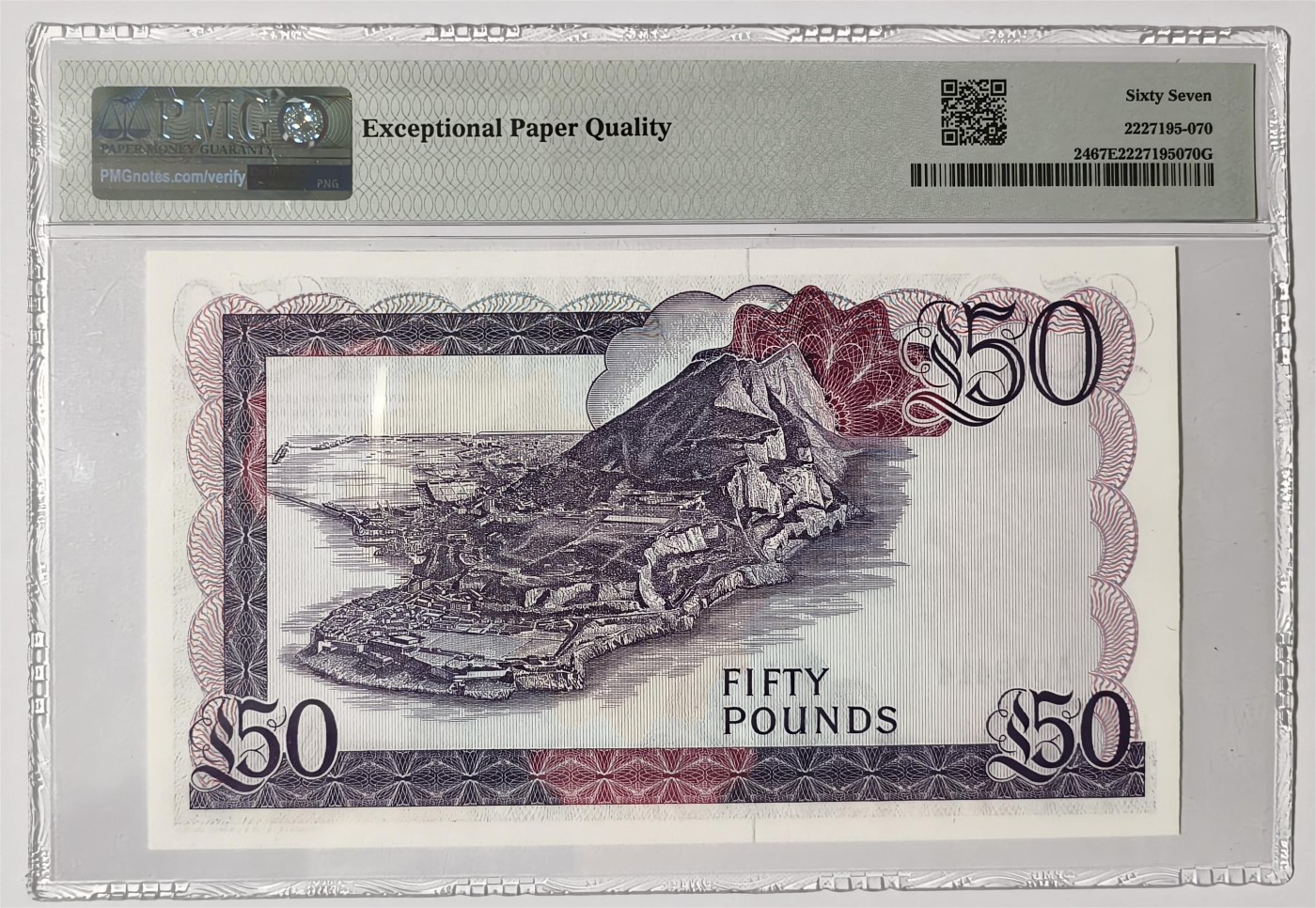 紫瑗钱币——第353期拍卖——纸币场 【首发A冠 PMG 67EPQ】 直布罗陀 1986年 伊丽莎白二世 高冠 50镑 (P-24)