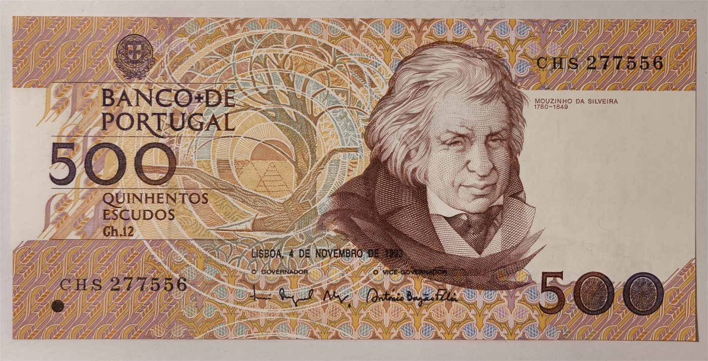 紫瑗钱币——第353期拍卖——纸币场 葡萄牙 1993年 11月4日 莫西尼奥 500埃斯库多 UNC (P-180f)