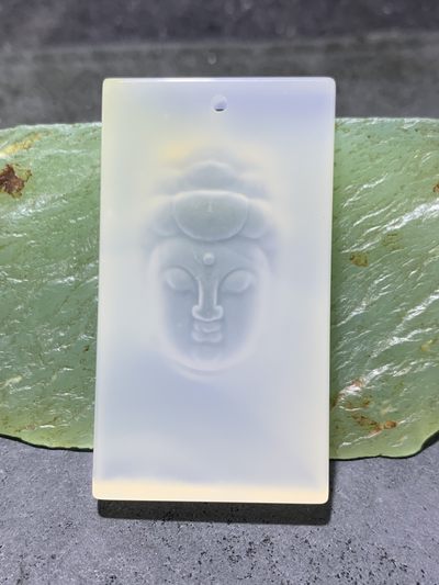 精美高玉化冰透海洋玉髓阴雕观音吊坠一个！ - 精美高玉化冰透海洋玉髓阴雕观音吊坠一个！