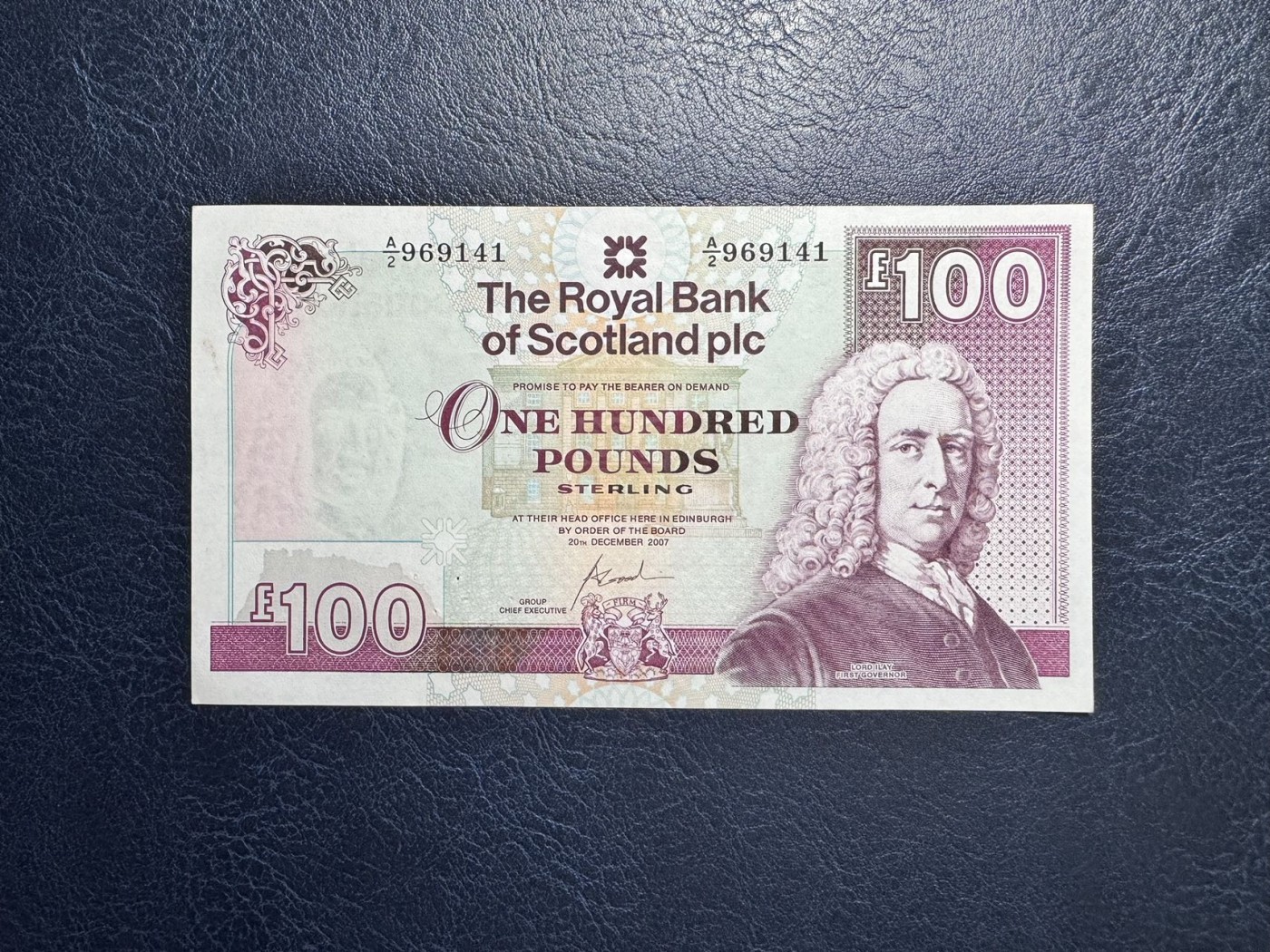 收藏联盟Quantum Auction 第337期拍卖  苏格兰皇家银行2007年100镑 品相UNC- 有针孔 大票幅