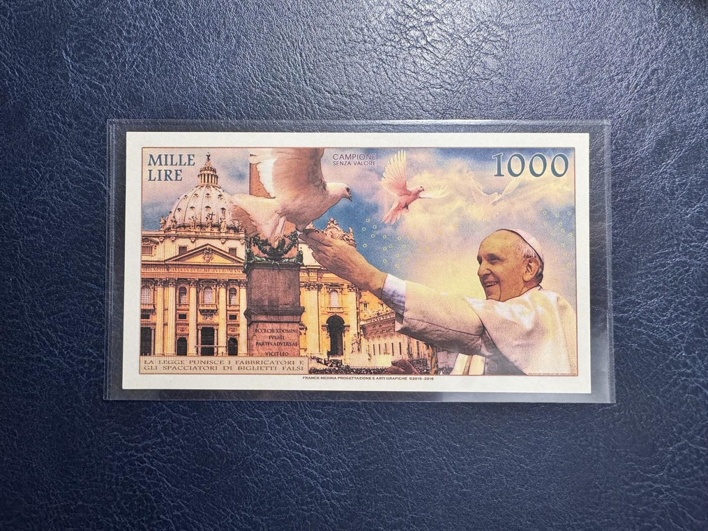 收藏联盟Quantum Auction 第337期拍卖  梵蒂冈2019年1000里拉商业钞 品相UNC 