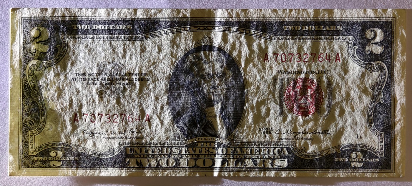 紫瑗钱币——第353期拍卖——纸币场 美国 1953年 B序列 托马斯·杰斐逊 2美元 红印 政府券 AU