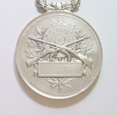 法国1887年 射击节高浮雕精制大银章 40MM 27.5克 - 法国1887年 射击节高浮雕精制大银章 40MM 27.5克