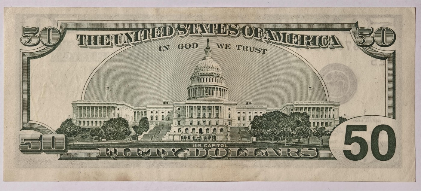 紫瑗钱币——第353期拍卖——纸币场 美国 2001年 E版 无序列 尤里西斯·辛普森·格兰特 大头版 50美元 UNC(有黄斑）