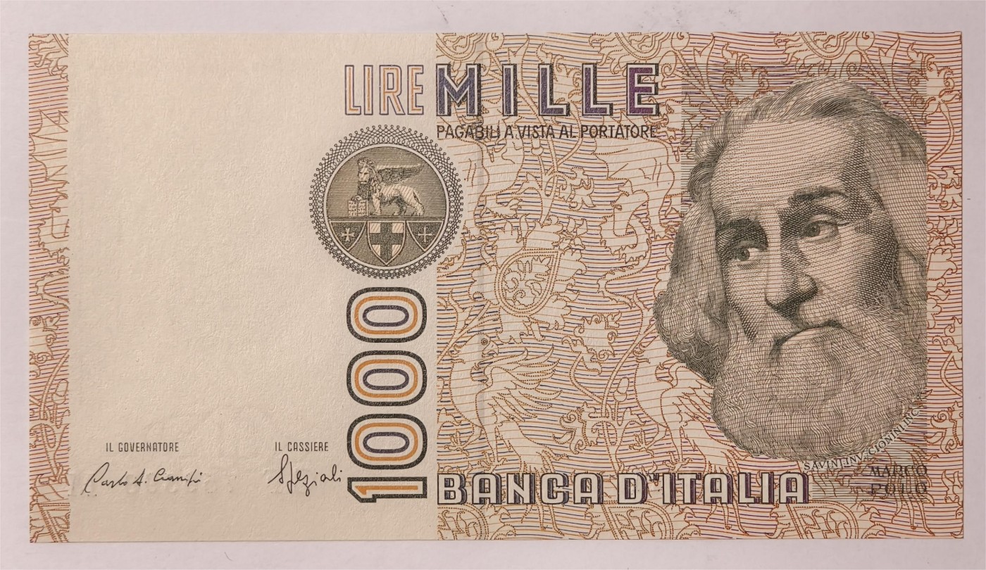 紫瑗钱币——第353期拍卖——纸币场 意大利 1982年 达·芬奇 1000里拉 UNC