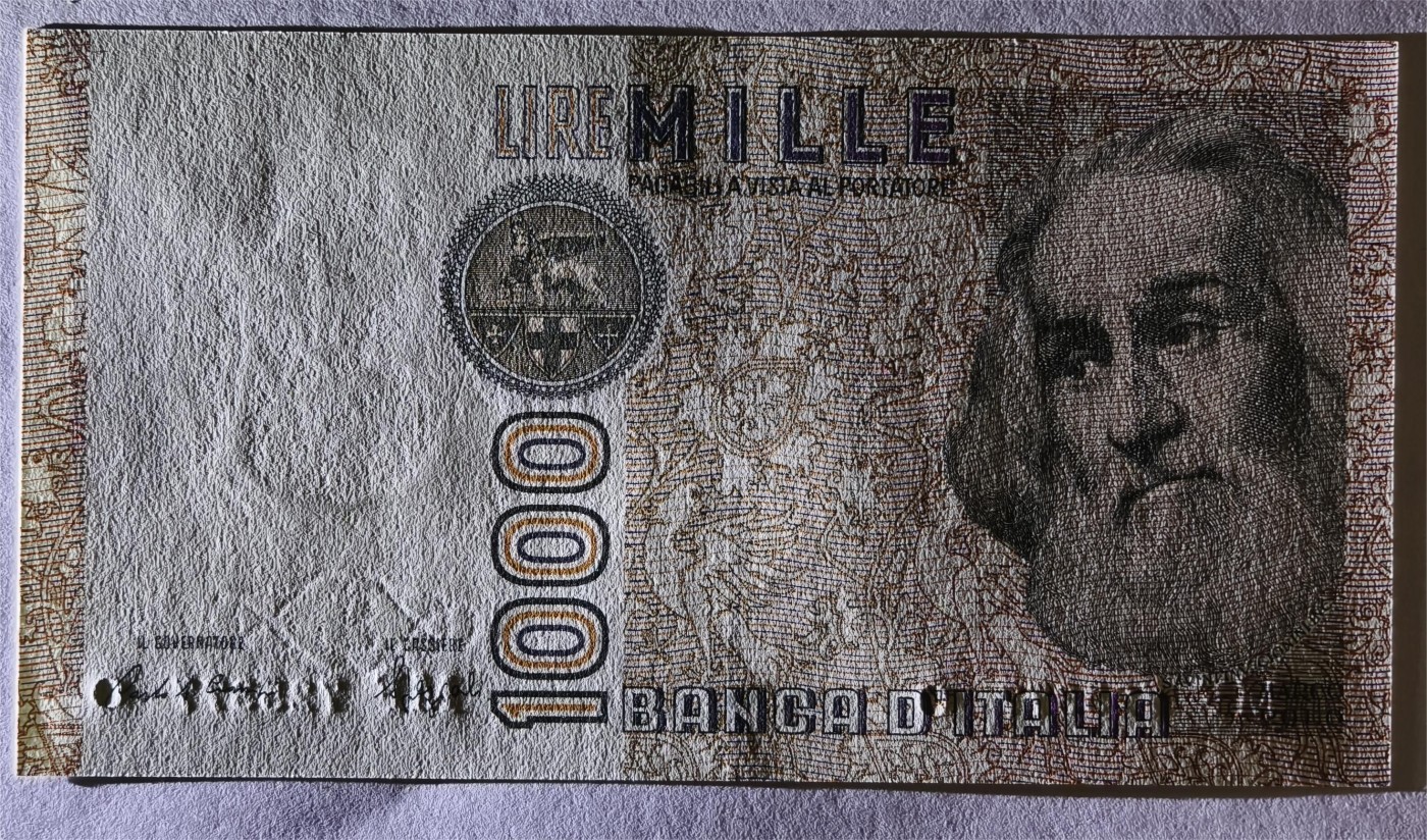 紫瑗钱币——第353期拍卖——纸币场 【双尾7】意大利 1982年 达·芬奇 1000里拉 UNC