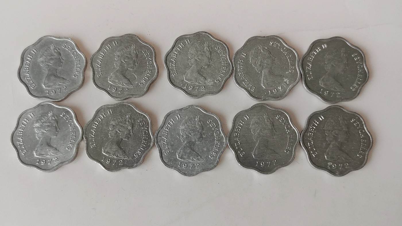 第一海外回流一元起拍收藏 散币专场 第79期 塞舌尔5分铝币 10枚