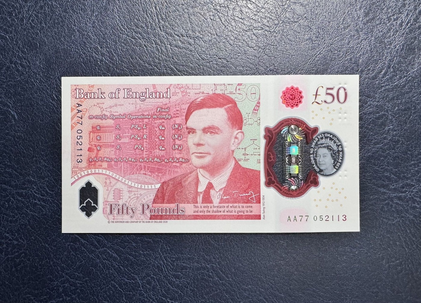 收藏联盟Quantum Auction 第337期拍卖  英国2020年50镑 品相全新UNC AA冠 号码无47 计算机学家 图灵