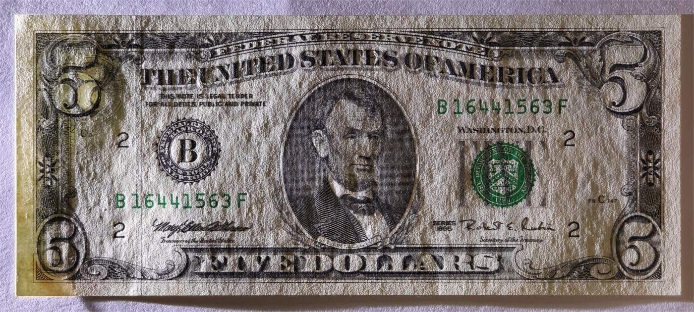 紫瑗钱币——第353期拍卖——纸币场 美国 1995年 B版 无序列 亚伯拉罕·林肯 5美元 小头版 UNC