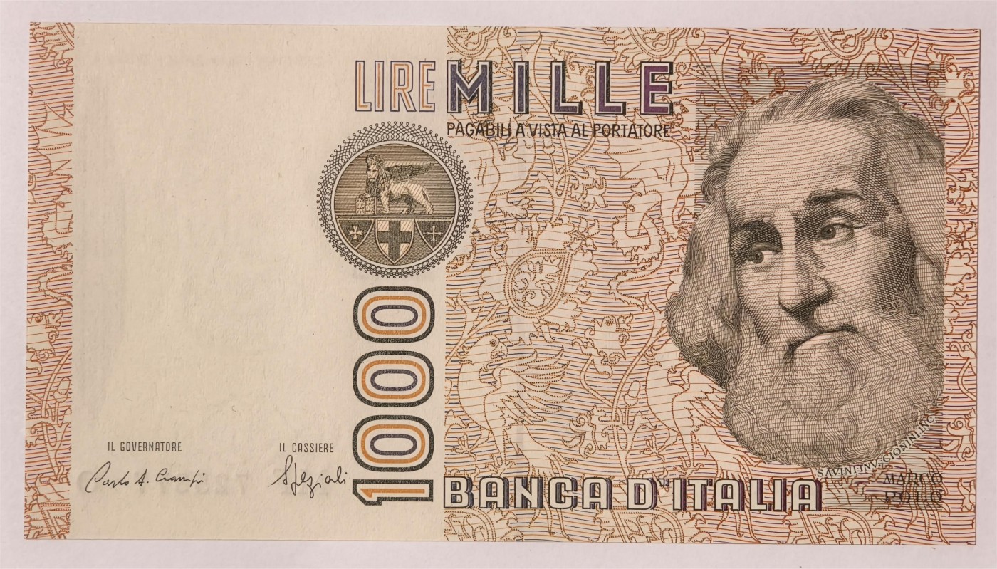 紫瑗钱币——第353期拍卖——纸币场 【双尾7】意大利 1982年 达·芬奇 1000里拉 UNC