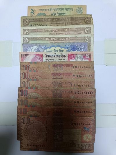 【20240414】非全新纸币第129场 - 亚洲国家13张纸币，有裂缝和字迹