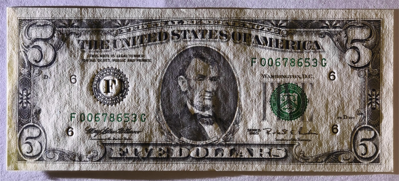 紫瑗钱币——第353期拍卖——纸币场 美国 1995年 F版 无序列 亚伯拉罕·林肯 5美元 小头版 UNC