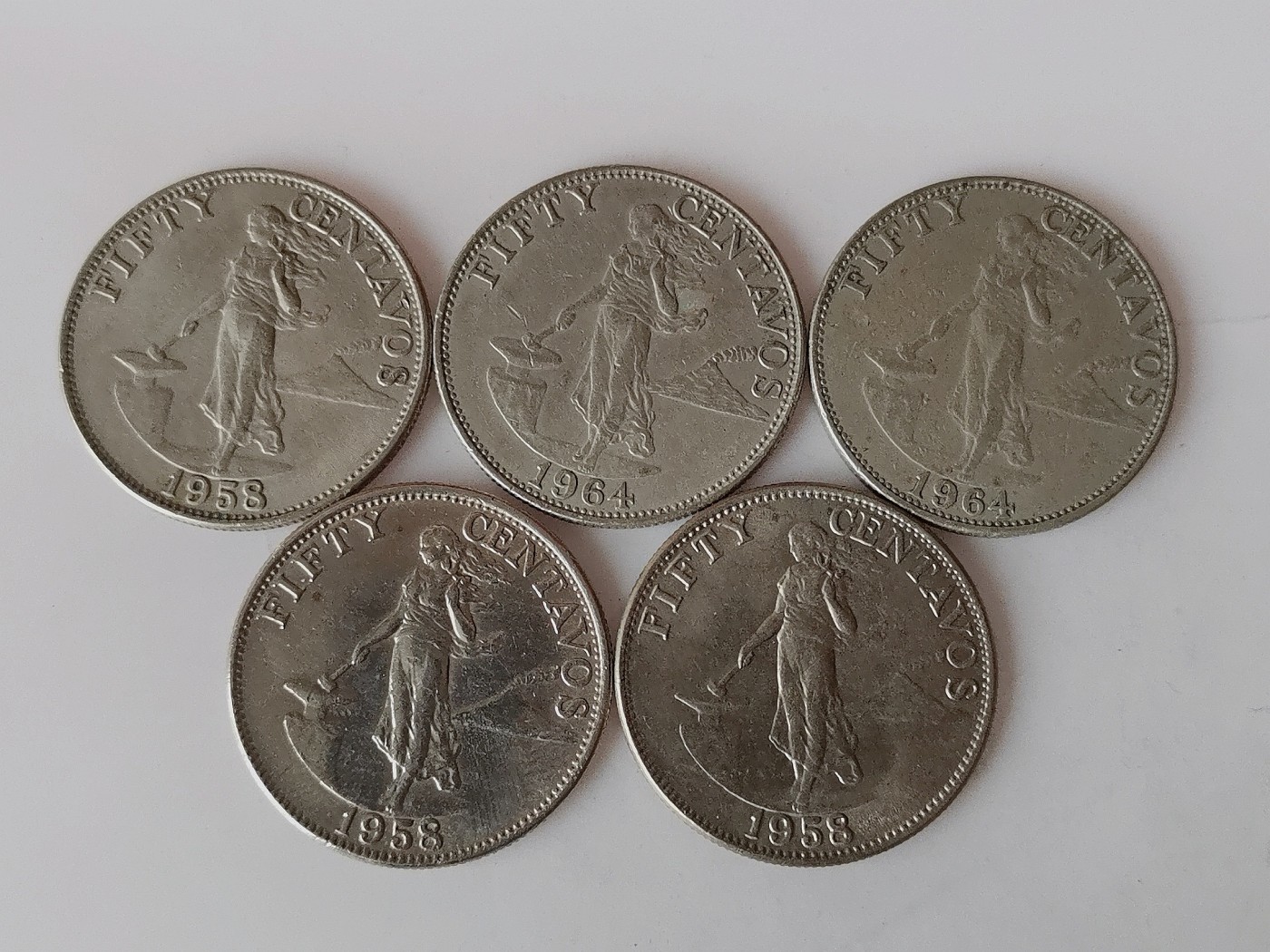 第一海外回流一元起拍收藏 散币专场 第79期 菲律宾1958/64年50分火山女神 5枚