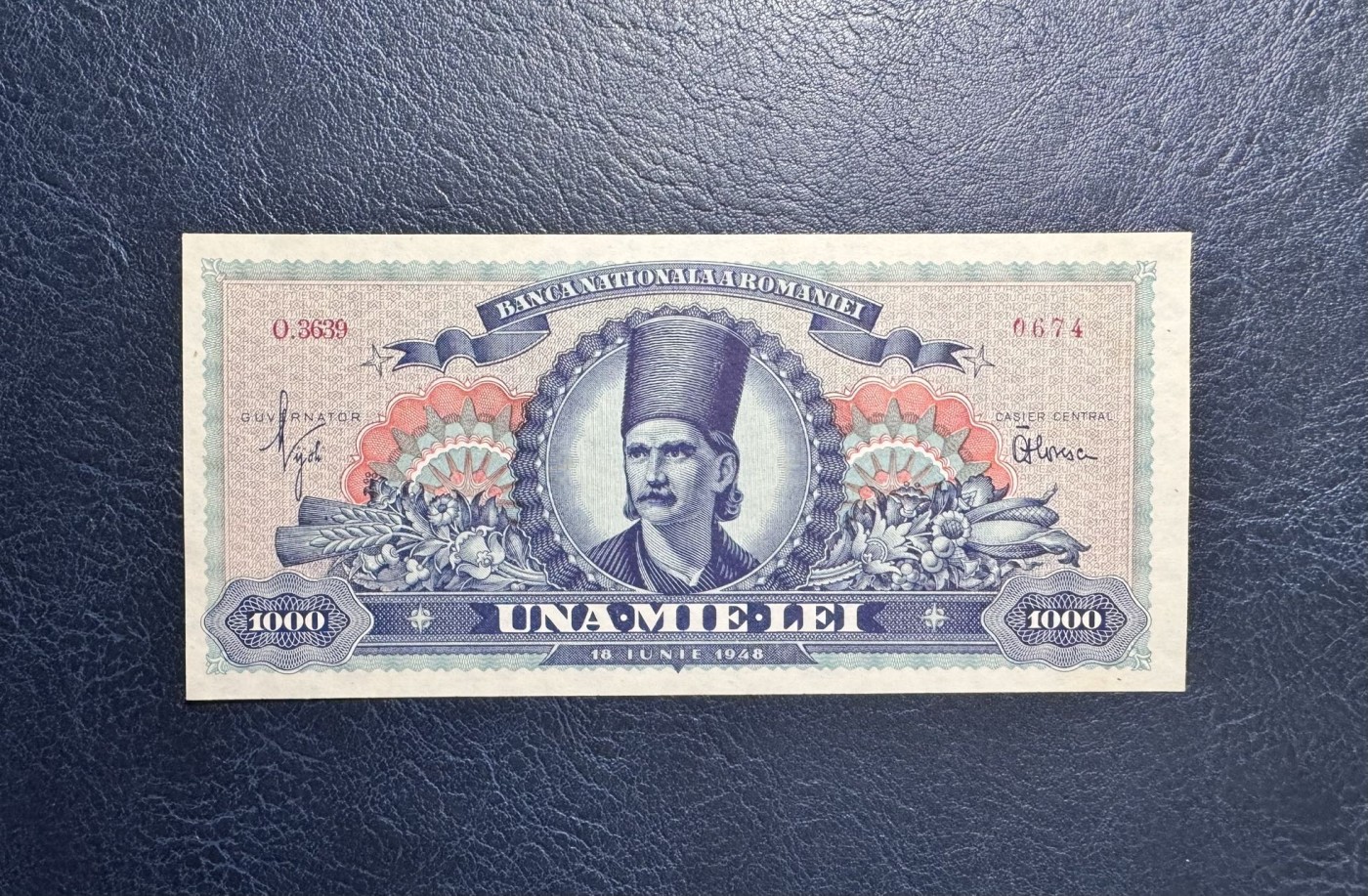 收藏联盟Quantum Auction 第337期拍卖  罗马尼亚1948年1000列伊 品相UNC 少见
