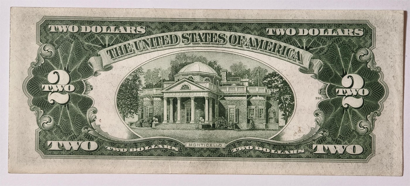 紫瑗钱币——第353期拍卖——纸币场 美国 1953年 无序列 托马斯·杰斐逊 2美元 红印 政府券 AU