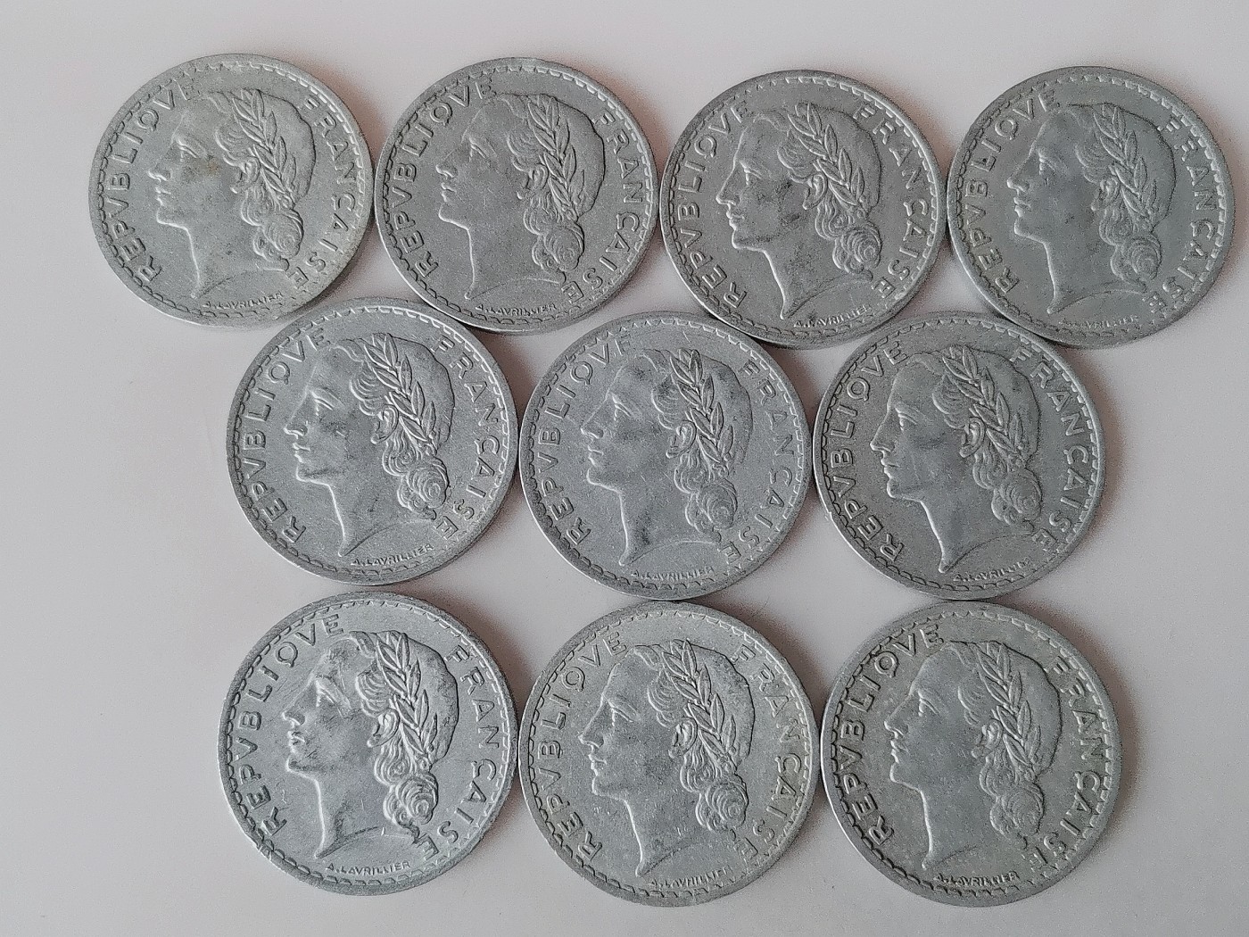 第一海外回流一元起拍收藏 散币专场 第79期 法国5法郎铝币 10枚