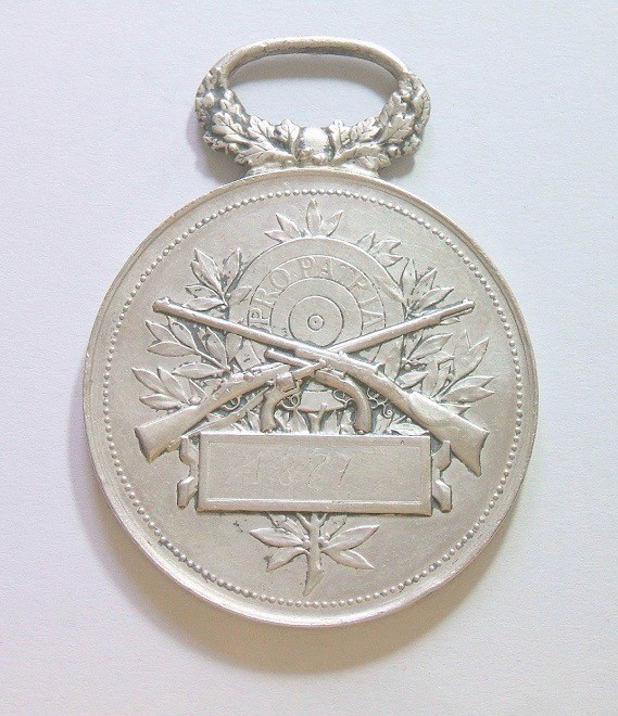 法国1887年 射击节高浮雕精制大银章 40MM 27.5克